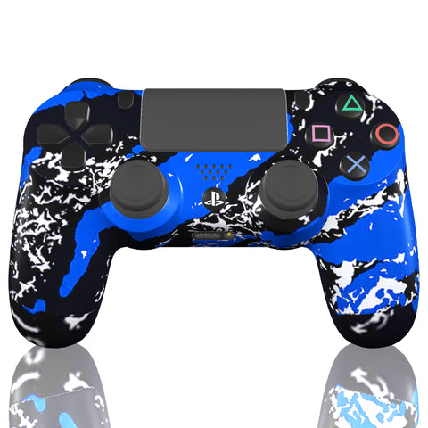 Custom Controller Sony Playstation 4 PS4 - Blue Splatter Silver Black