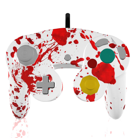 Custom Controller Nintendo Gamecube - Blood Splatter Gore Red White Horror Killer