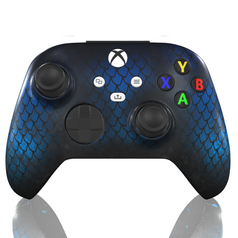 Custom Controller Microsoft Xbox Series X - Xbox One S - Frozen Dragon Blue Scale Fantasy Medieval