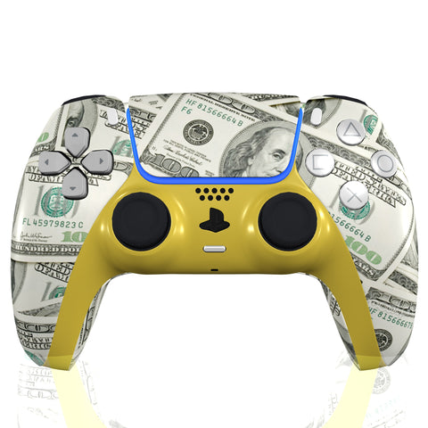 Custom Controller Sony Playstation 5 PS5 - Playa Dollar Bills Benjamin Franklin Cash