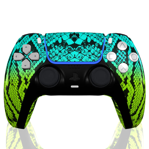 Custom Controller Sony Playstation 5 PS5 - Snakeskin Fade Ombre Teal Green Scales