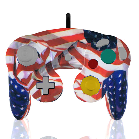 Custom Controller Nintendo Gamecube - The Patriot USA America Flags American Red White Blue