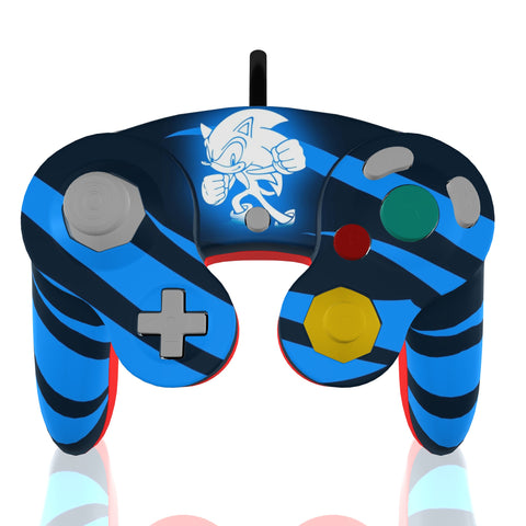Custom Controller Nintendo Gamecube - Sonic SSBU Super Smash Bros Ultimate Melee Brawl Hedgehog Blue You're Too Slow