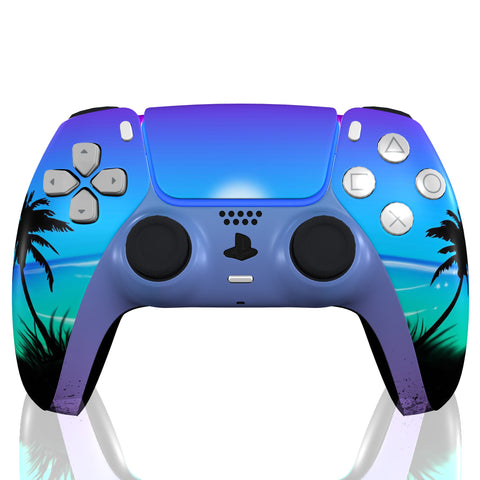 Custom Controller Sony Playstation 5 PS5 - Moonlight Oasis Tropical Beach Ocean