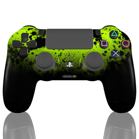 Custom Controller Sony Playstation 4 PS4 - Toxic Lime Fade Ombre Black Green Splatter