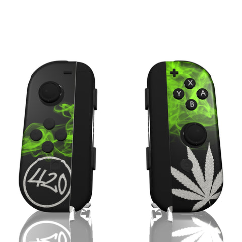 Custom Controller Nintendo Switch Joycons - Cali Kush Edition 420 Cannabis Weed Leaf