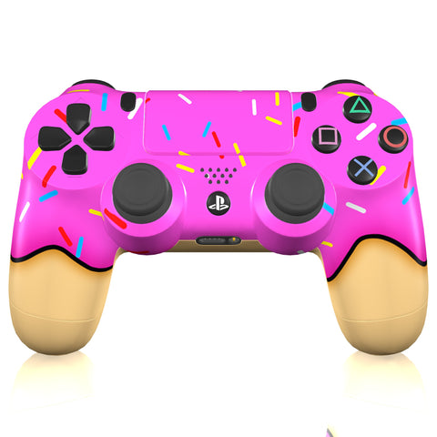 Custom Controller Sony Playstation 4 PS4 - Glazed Fresh Donut Homer Food Pastry Sprinkles Pink Purple Chrome Buttons