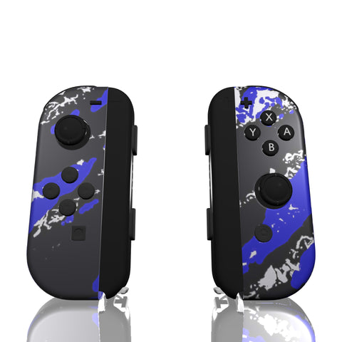 Custom Controller Nintendo Switch Joycons - Blue Splatter Silver Black
