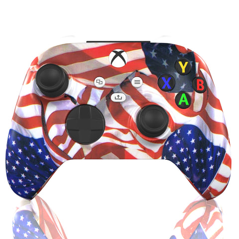 Custom Controller Microsoft Xbox Series X - Xbox One S - The Patriot USA America Flags American Red White Blue