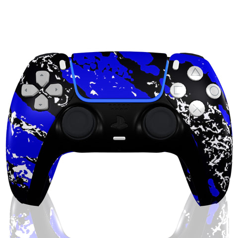 Custom Controller Sony Playstation 5 PS5 - Blue Splatter Silver Black