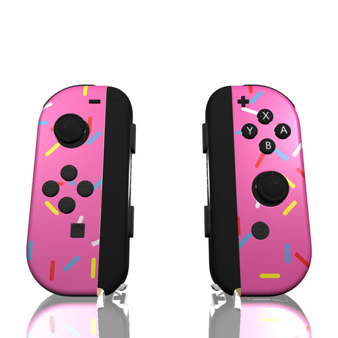 Custom Controller Nintendo Switch Joycons - Glazed Fresh Donut Homer Food Pastry Sprinkles Pink