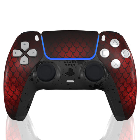 Custom Controller Sony Playstation 5 PS5 - Fire Dragon Red Scales Fantasy