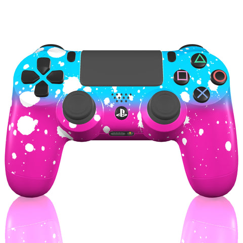 Custom Controller Sony Playstation 4 PS4 - Lunar Atom White Blue Pink Splatter