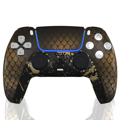 Custom Controller Sony Playstation 5 PS5 - Golden Dragon Gold Scales Fantasy Medieval