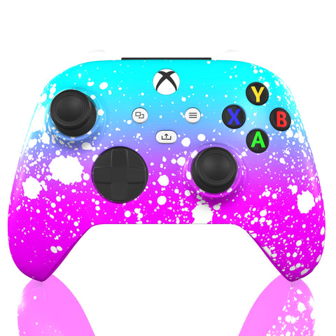 Custom Controller Microsoft Xbox Series X - Xbox One S - Lunar Atom White Blue Pink Splatter