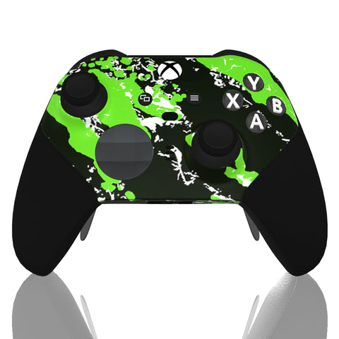 Custom Controller Microsoft Xbox One Series 2 Elite - Green Splatter Silver Black