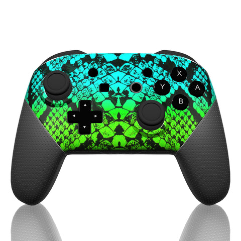 Custom Controller Nintendo Switch Pro - Snakeskin Fade Ombre Teal Green Scales