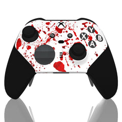 Custom Controller Microsoft Xbox One Series 2 Elite - Blood Splatter Gore Red White Horror Killer