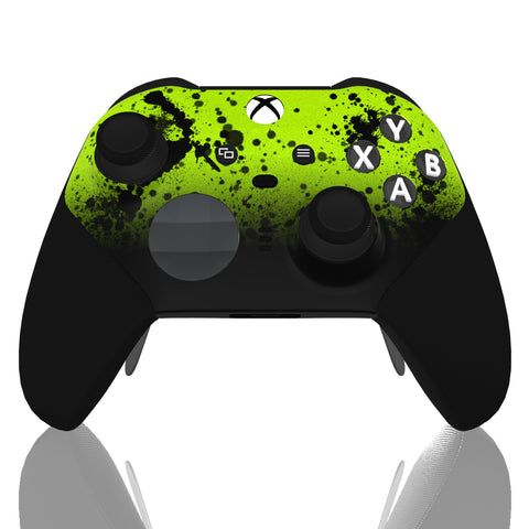 Custom Controller Microsoft Xbox One Series 2 Elite - Toxic Lime Fade Ombre Black Green Splatter