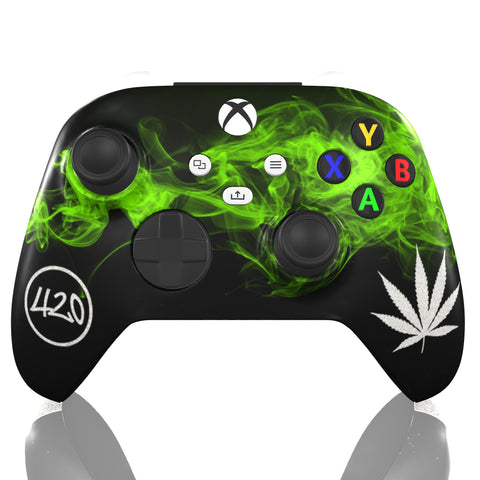 Custom Controller Microsoft Xbox Series X - Cali Kush Edition 420 Cannabis Weed Leaf Chrome