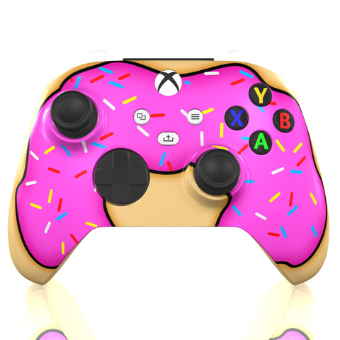 Custom Controller Microsoft Xbox Series X - Xbox One S - Glazed Fresh Donut Homer Food Pastry Sprinkles Pink