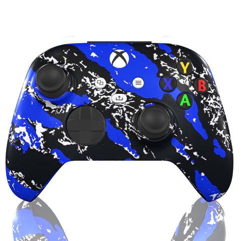 Custom Controller Microsoft Xbox Series X - Xbox One S - Blue Splatter Silver Black