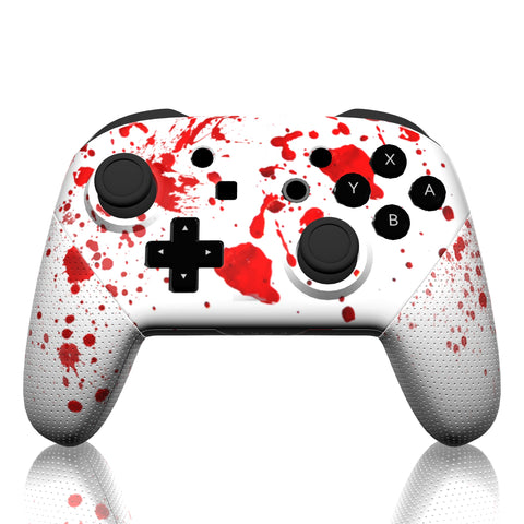 Custom Controller Nintendo Switch Pro - Blood Splatter Gore Red White Horror Killer