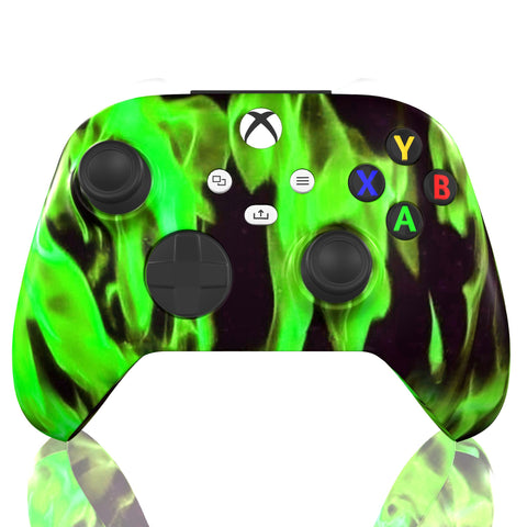 Custom Controller Microsoft Xbox Series X - Xbox One S -Green Inferno Fire Flames