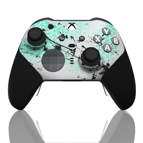 Custom Controller Microsoft Xbox One Series 2 Elite - Emerald Hex Splatter Teal Fade