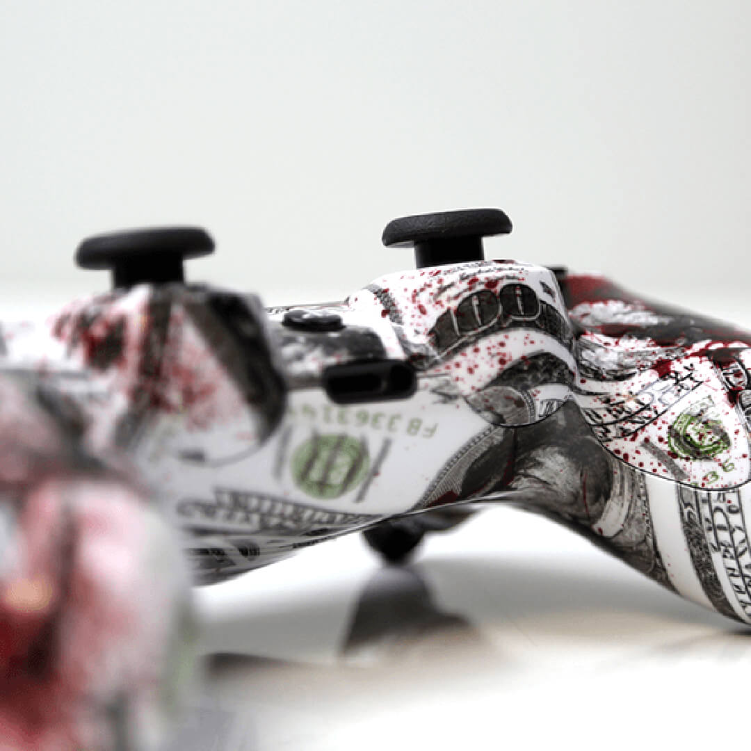 Custom Controller Sony Playstation 4 PS4 - Blood Money Splatter Dollars Ben Franklin Cash