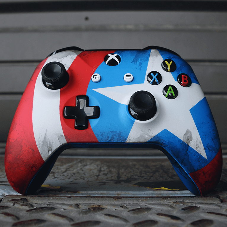 Custom Controller Microsoft Xbox One Series 2 Elite - American Soldier Captain Shield Superhero