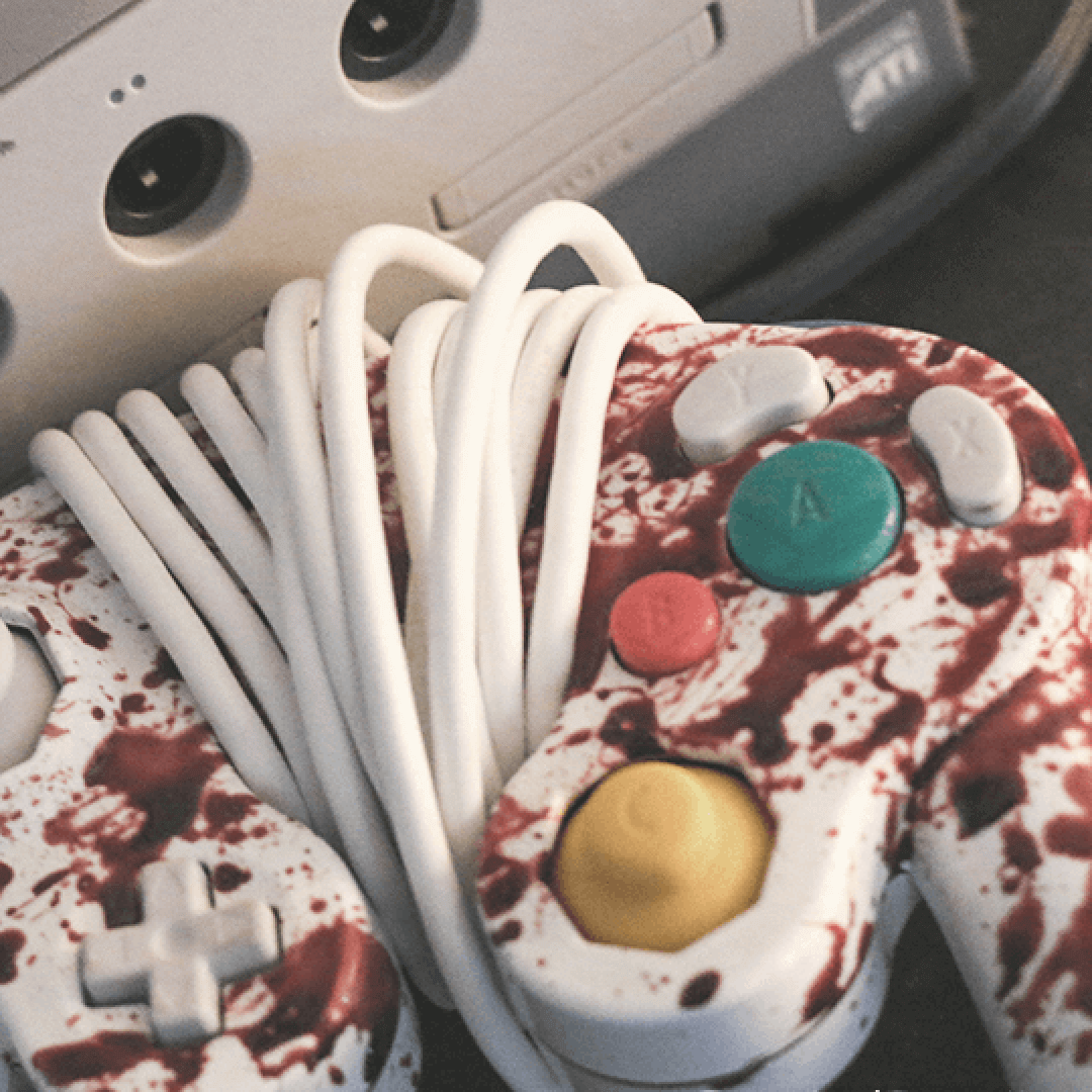 Custom Controller Nintendo Gamecube - Blood Splatter Gore Red White Horror Killer