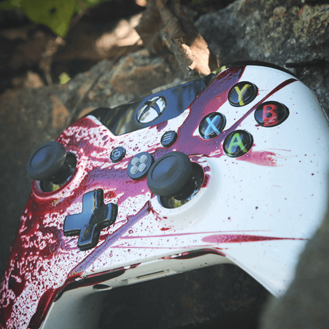Custom Controller Microsoft Xbox One S - Blood Splatter Gore Red White Horror Killer