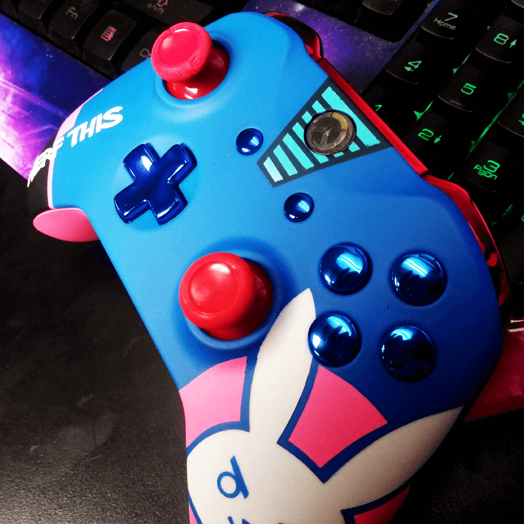 Custom Controller Microsoft Xbox One S -  D.VA Overwatch Nerf This Bunny Blue Buttons FPS First Person Shooter
