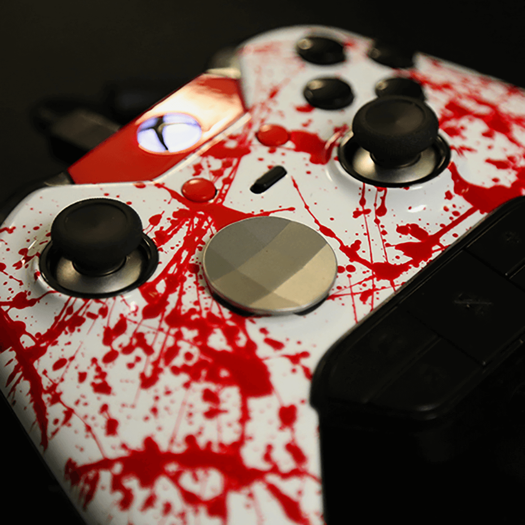 Custom Controller Microsoft Xbox One S - Blood Splatter Gore Red White Horror Killer