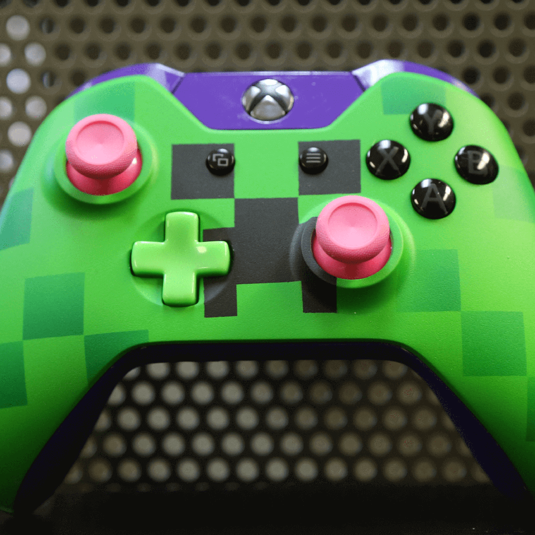 Custom Controller Microsoft Xbox One S - Creeper Minecraft Face Pink Purple