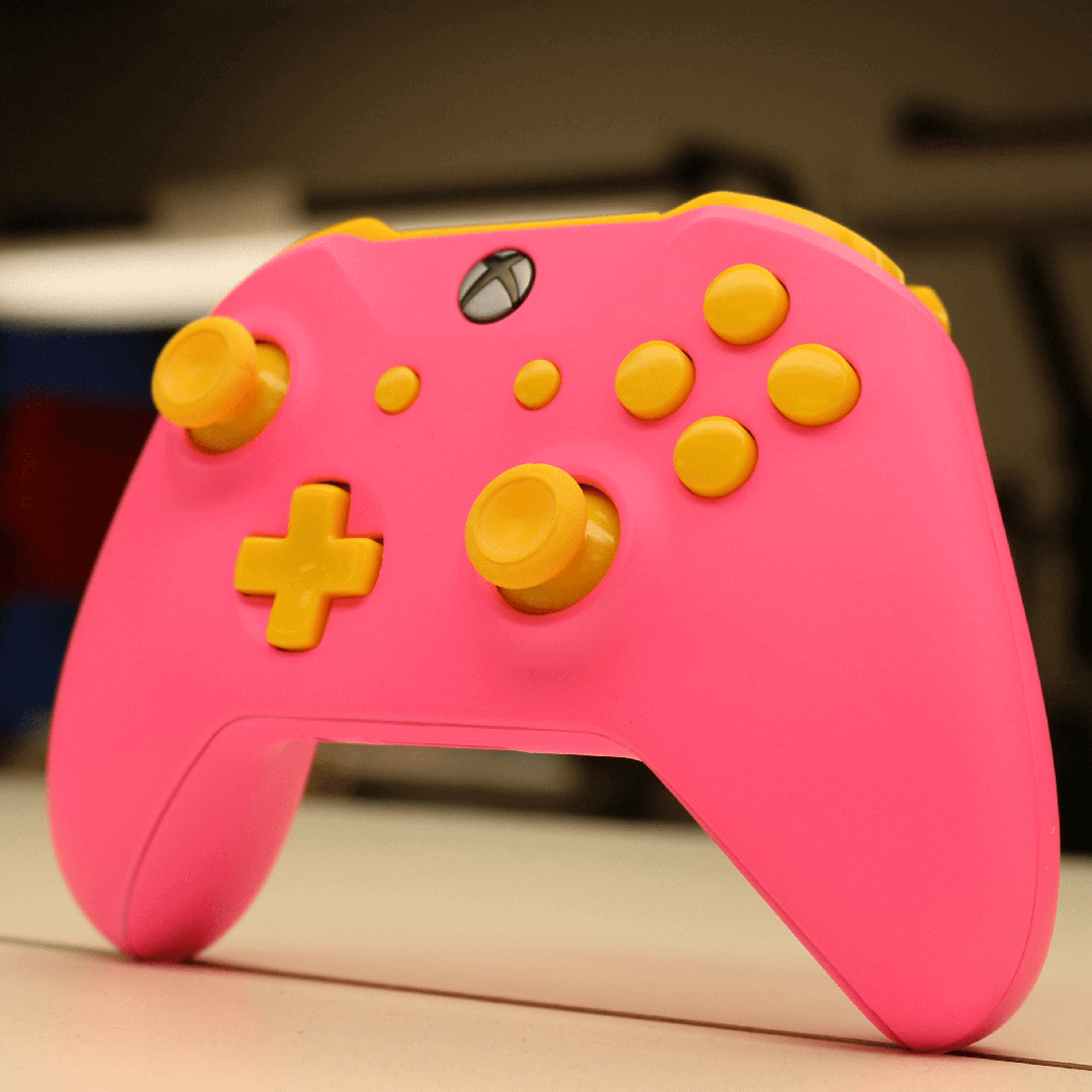 Custom Controller Microsoft Xbox Series X - Xbox One S - Pink Build Your Own Yellow Buttons